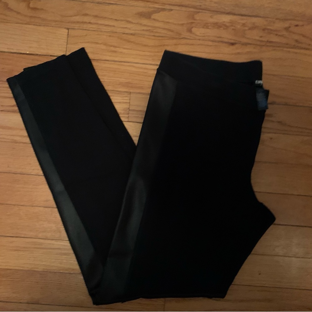 Express Leggings black and leather stripe Size L